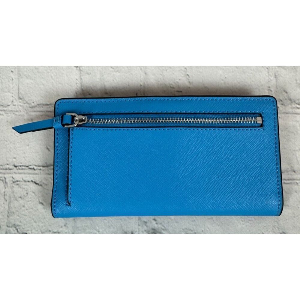 KATE SPADE NEW YORK Cameron blue saffiano leather logo wallet NEW - Picture 4 of 8